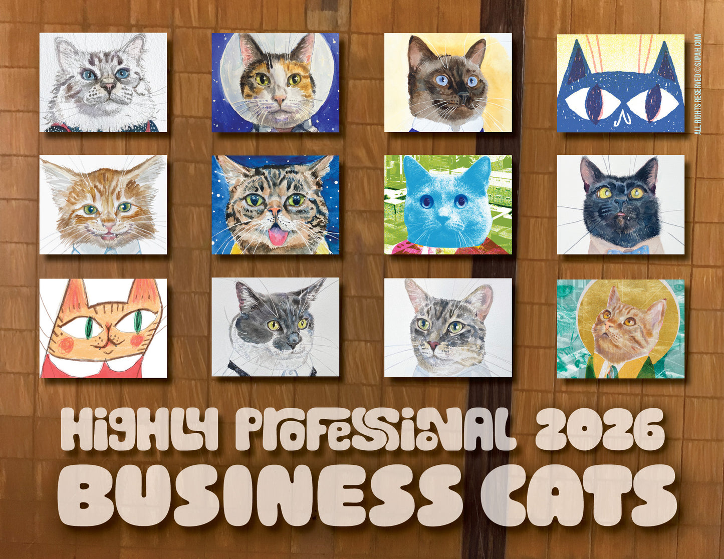 HIGHLY PROFESSIONAL BUSINESS CATS 2026 Wall Calendar