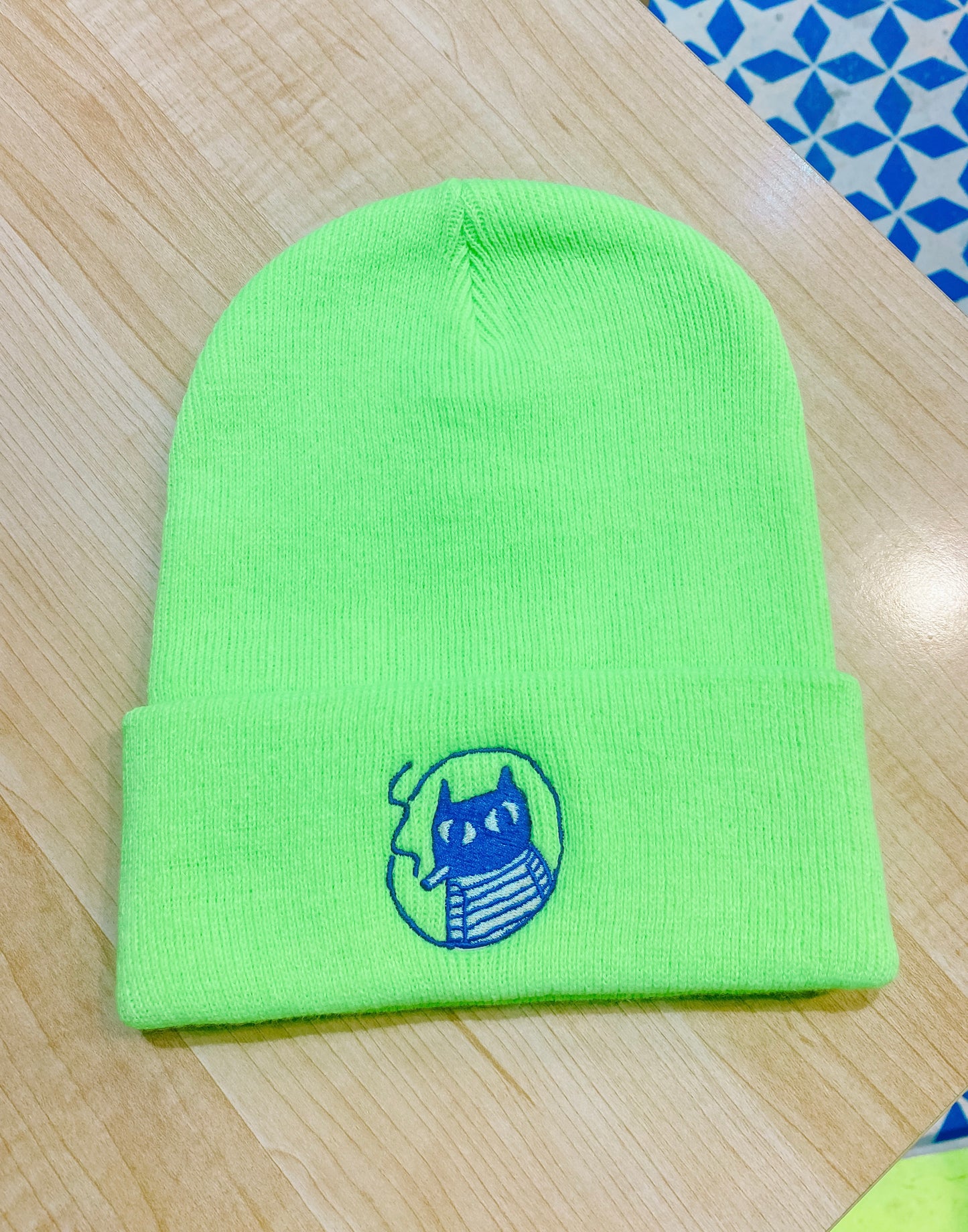Supah Beanie - EMBROIDERED Lucky Cat