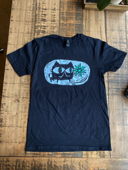 Tee - Star Cat - Glow In The Dark Vintage Black