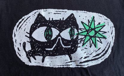 Tee - Star Cat - Glow In The Dark Vintage Black